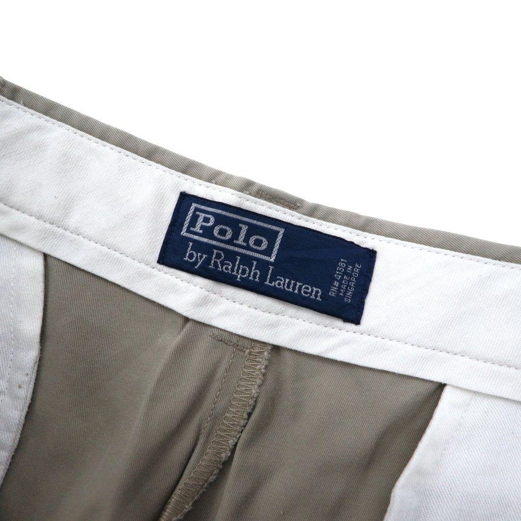 Polo by Ralph Lauren 90s Polo Chino Tuck Wide Chino Pants Size 35 Beige Cotton Made in Singapore