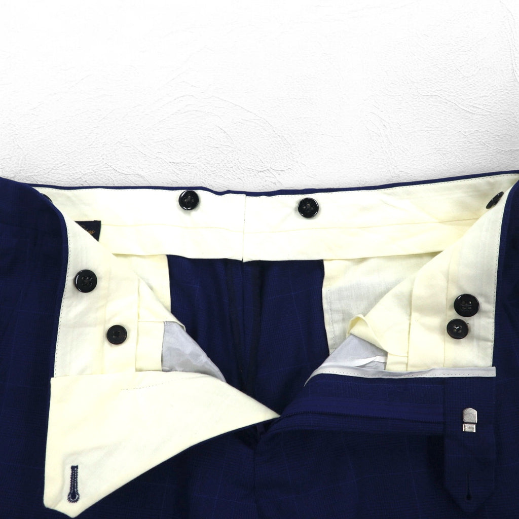 Brooks Brothers Italian Made REGENT Slacks Pants L Blue Check Wool Sheepskin Suspender Buttons