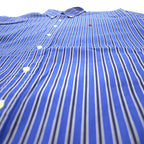 RALPH LAUREN 90s Button-down Shirt L Blue Striped Cotton Small Pony Embroidered Classic Fit CLASSIC FIT