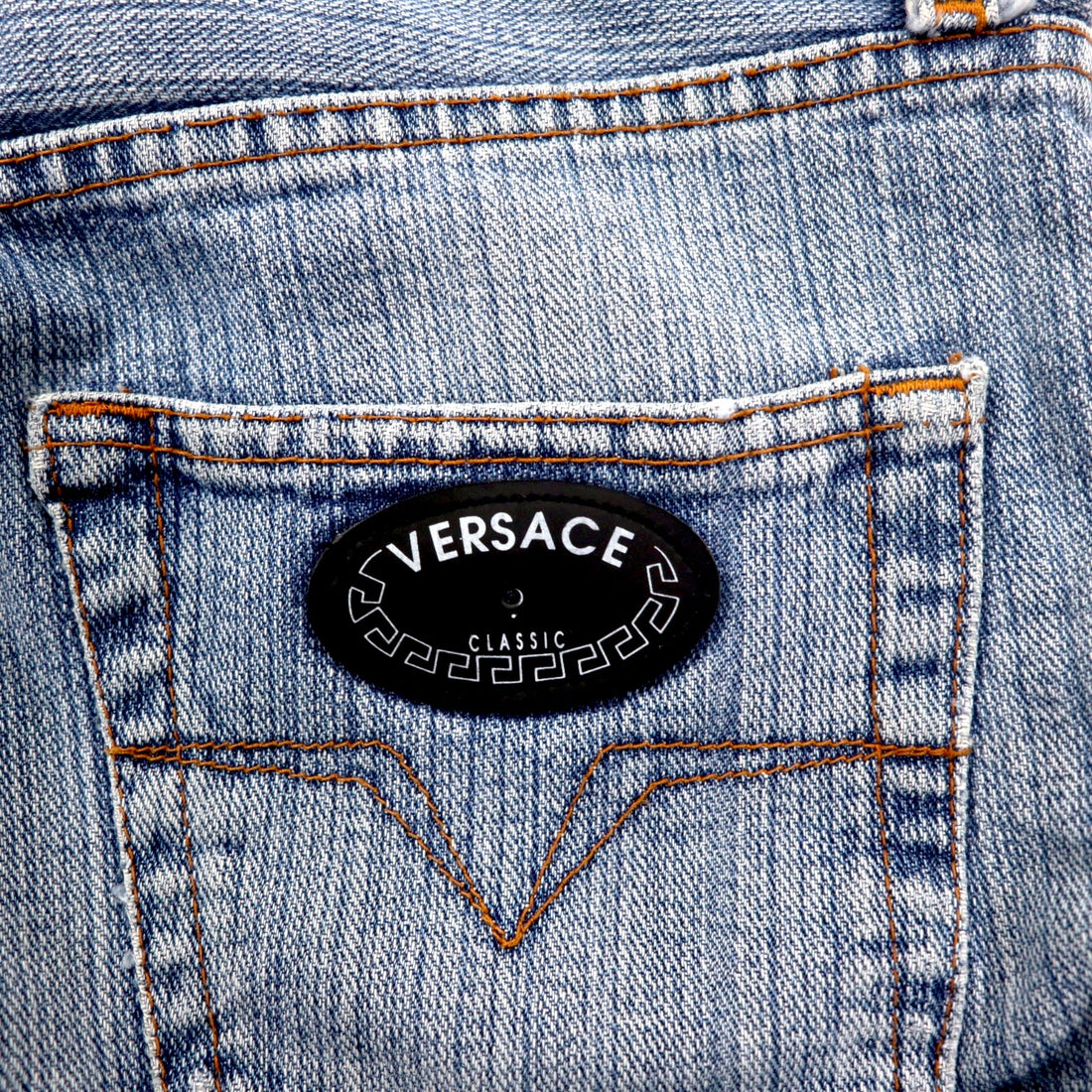 VERSACE CLASSIC V2 デニムパンツ 30 ブルー アイスウォッシュ ボタンフライ