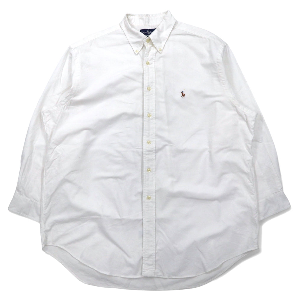 日本然リトテ-古着オンライン-RALPH LAUREN 90年代 YARMOUTH オックスフォード ボタンダウンシャツ XL ホワイト コットン スモールポニー 刺繍 ジャマイカ製-RALPH LAUREN 90's YARMOUTH Oxford button-down Shirts XL White Cotton Small Pony Embroidery Jamaica Made