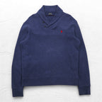 POLO RALPH LAUREN Shawl collar sweatshirt L Navy cotton small pony embroidery