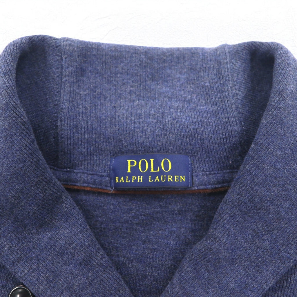 POLO RALPH LAUREN Shawl collar sweatshirt L Navy cotton small pony embroidery