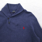 POLO RALPH LAUREN Shawl collar sweatshirt L Navy cotton small pony embroidery