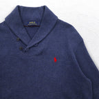 POLO RALPH LAUREN Shawl collar sweatshirt L Navy cotton small pony embroidery