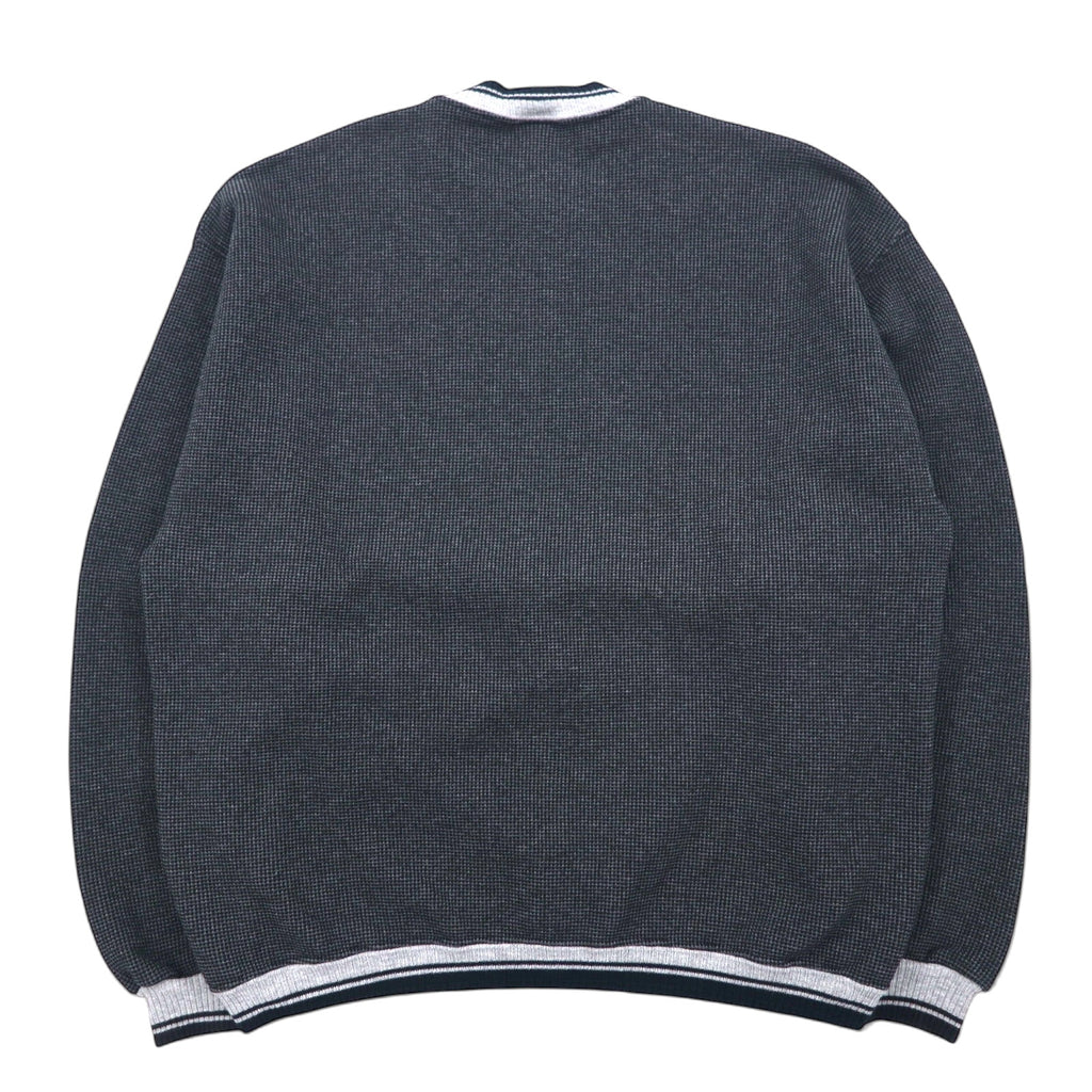 Made in USA 90s JERZEES Rib Line Waffle Sweatshirt L Grey Cotton Fleece Lining FFY One Point Embroidery SUPER SWEATS