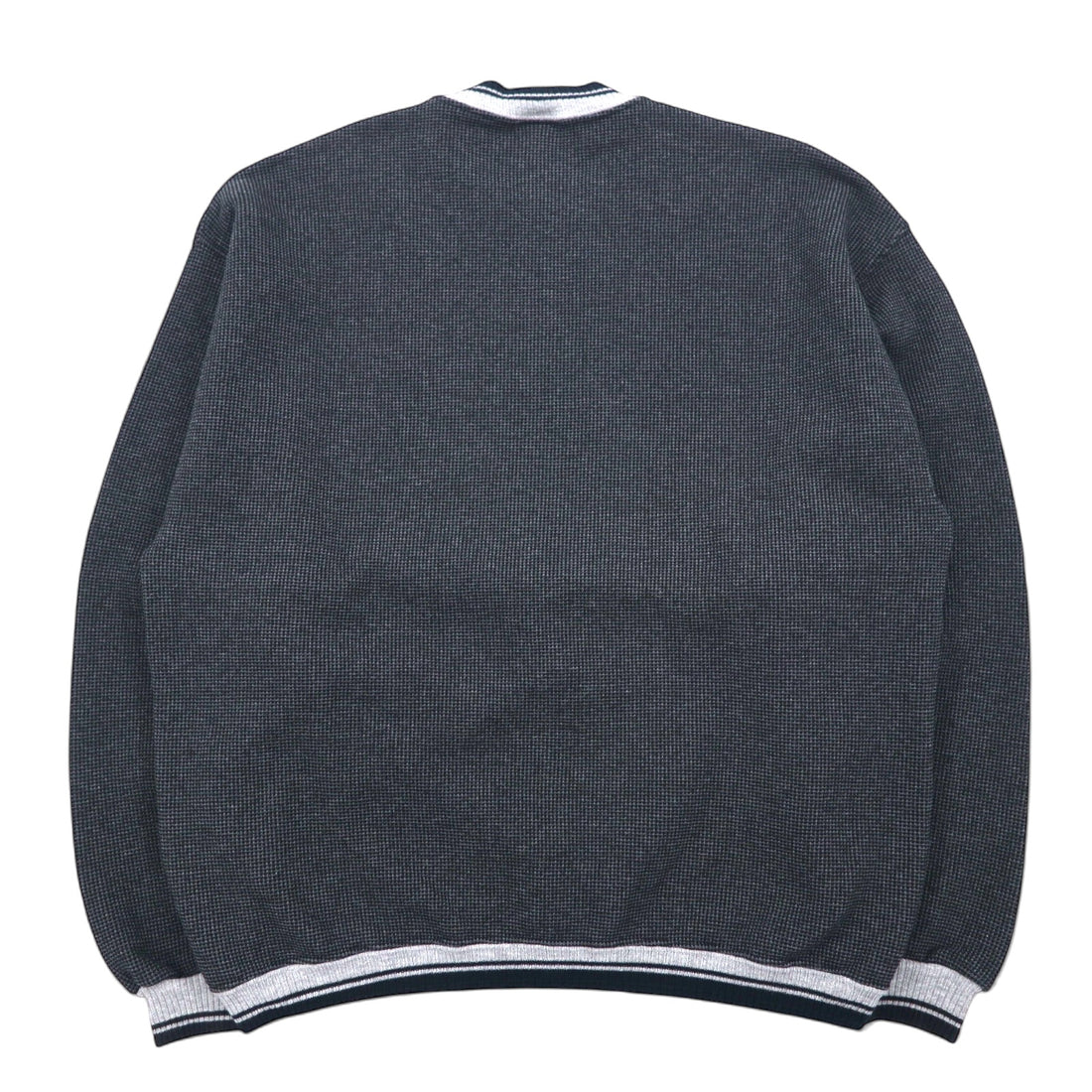 Made in USA 90s JERZEES Rib Line Waffle Sweatshirt L Grey Cotton Fleece Lining FFY One Point Embroidery SUPER SWEATS