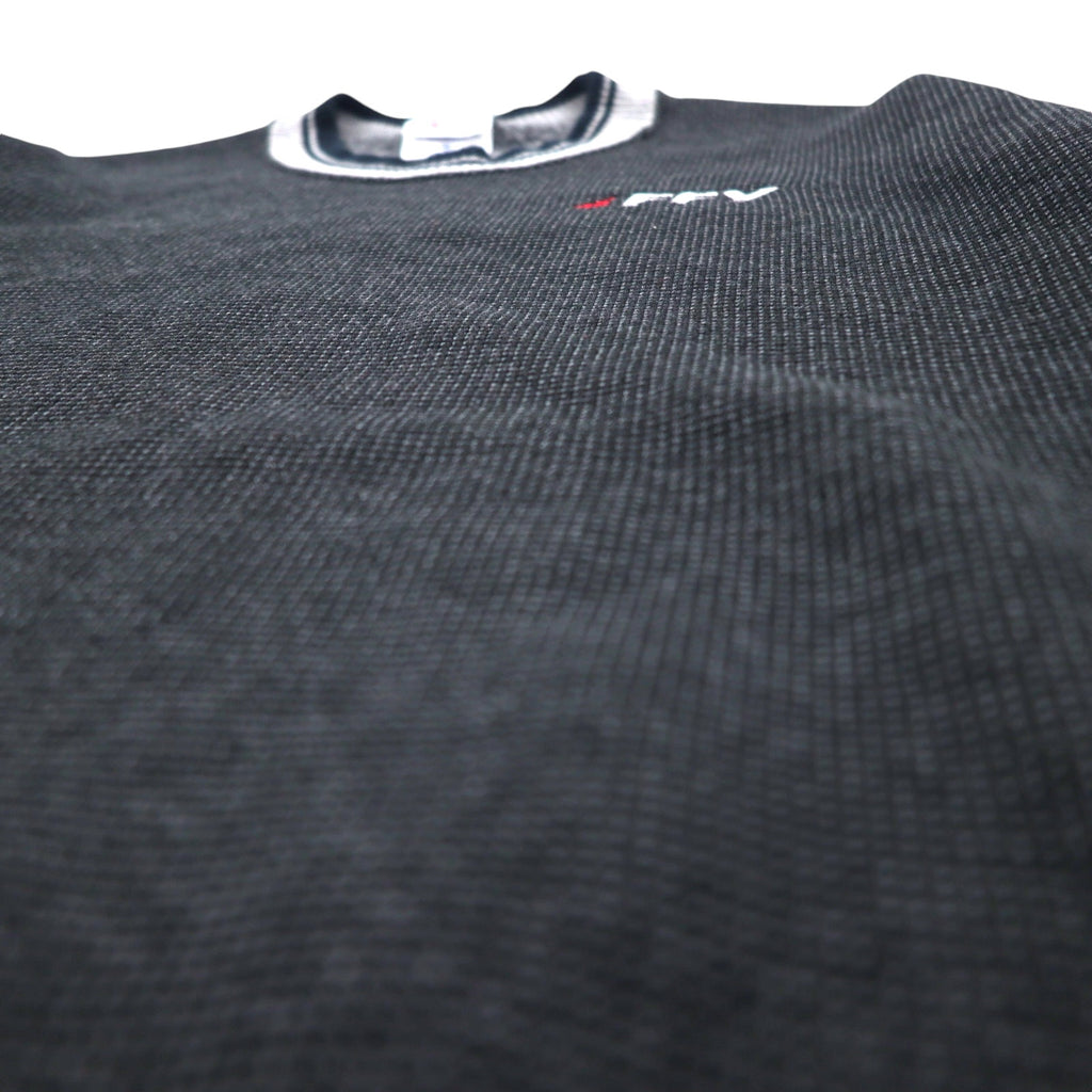 Made in USA 90s JERZEES Rib Line Waffle Sweatshirt L Grey Cotton Fleece Lining FFY One Point Embroidery SUPER SWEATS