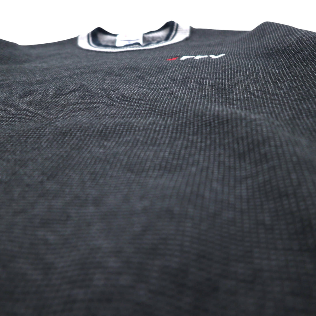 Made in USA 90s JERZEES Rib Line Waffle Sweatshirt L Grey Cotton Fleece Lining FFY One Point Embroidery SUPER SWEATS