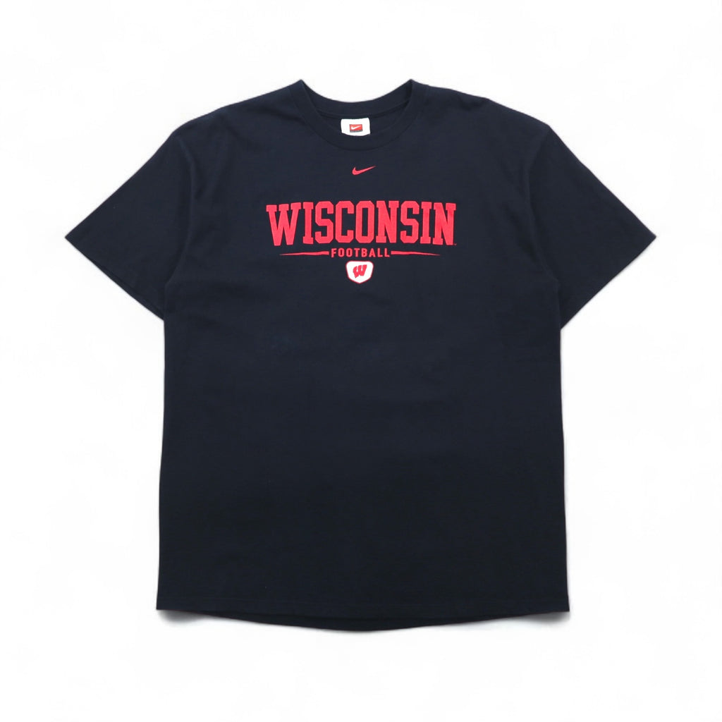 NIKE 2000s TEAM College Print T-Shirt, XL, Black, with Wisconsin Football Center Swoosh