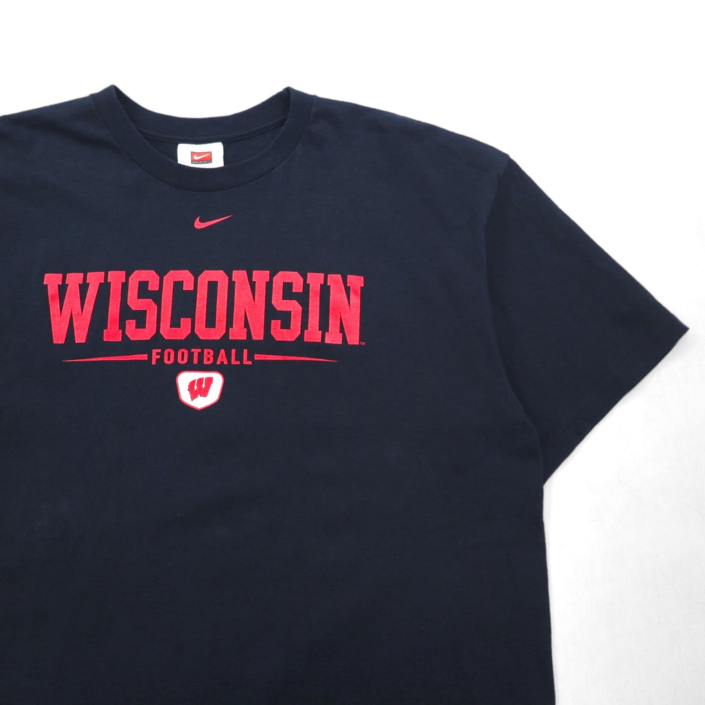 NIKE 2000s TEAM College Print T-Shirt, XL, Black, with Wisconsin Football Center Swoosh