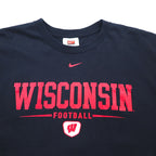 NIKE 2000s TEAM College Print T-Shirt, XL, Black, with Wisconsin Football Center Swoosh