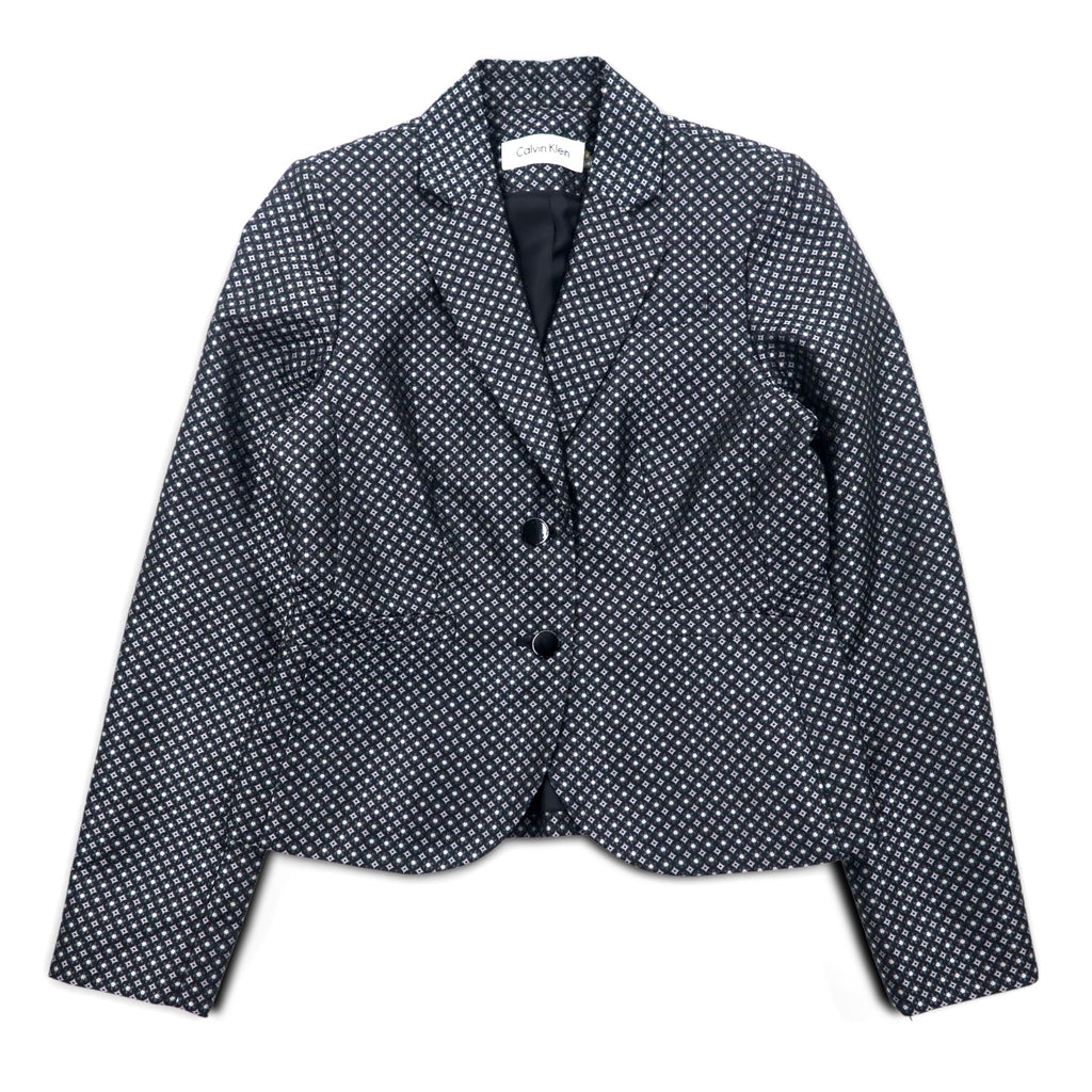 Calvin Klein 2B Tailored Jacket S Silver Monogram All-over Print Polyester