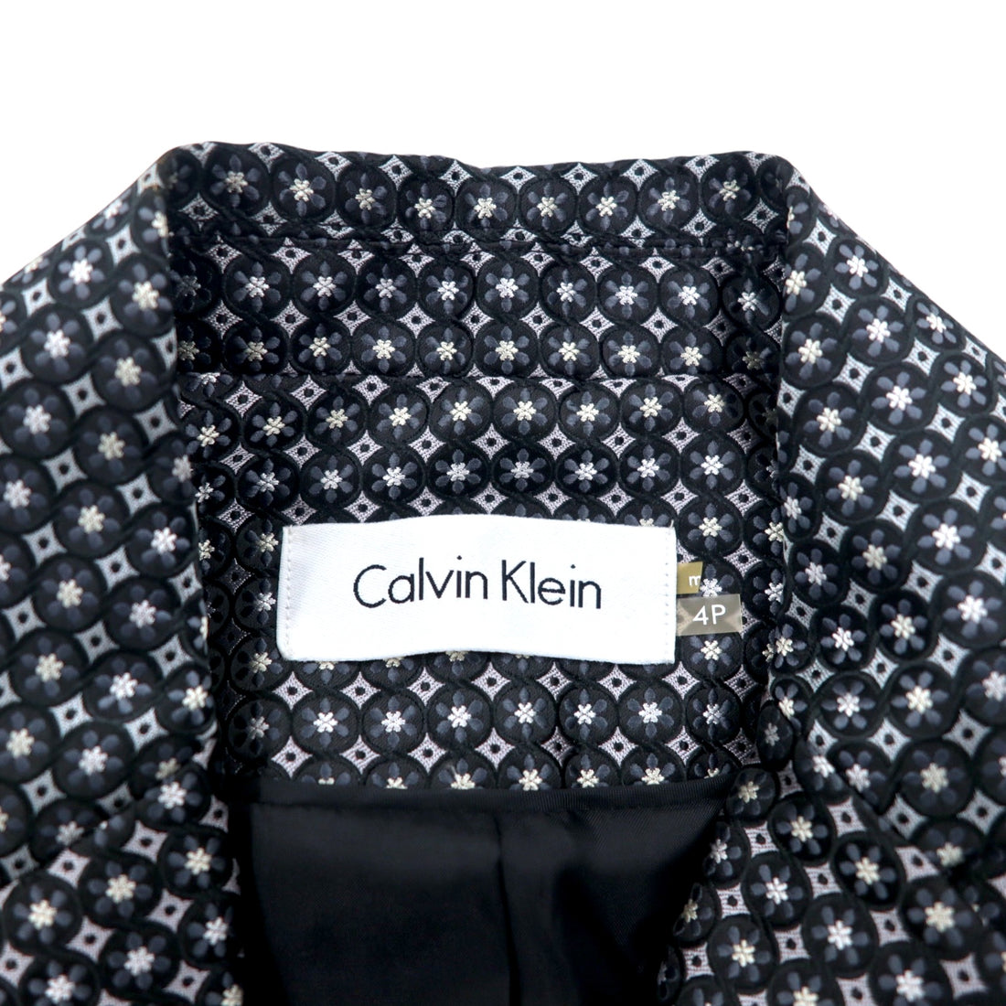 Calvin Klein 2B Tailored Jacket S Silver Monogram All-over Print Polyester
