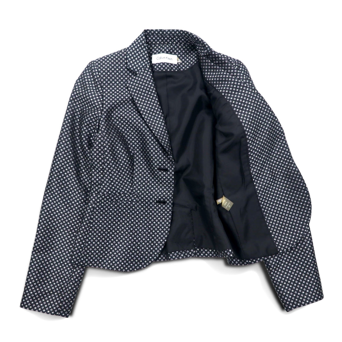 Calvin Klein 2B Tailored Jacket S Silver Monogram All-over Print Polyester