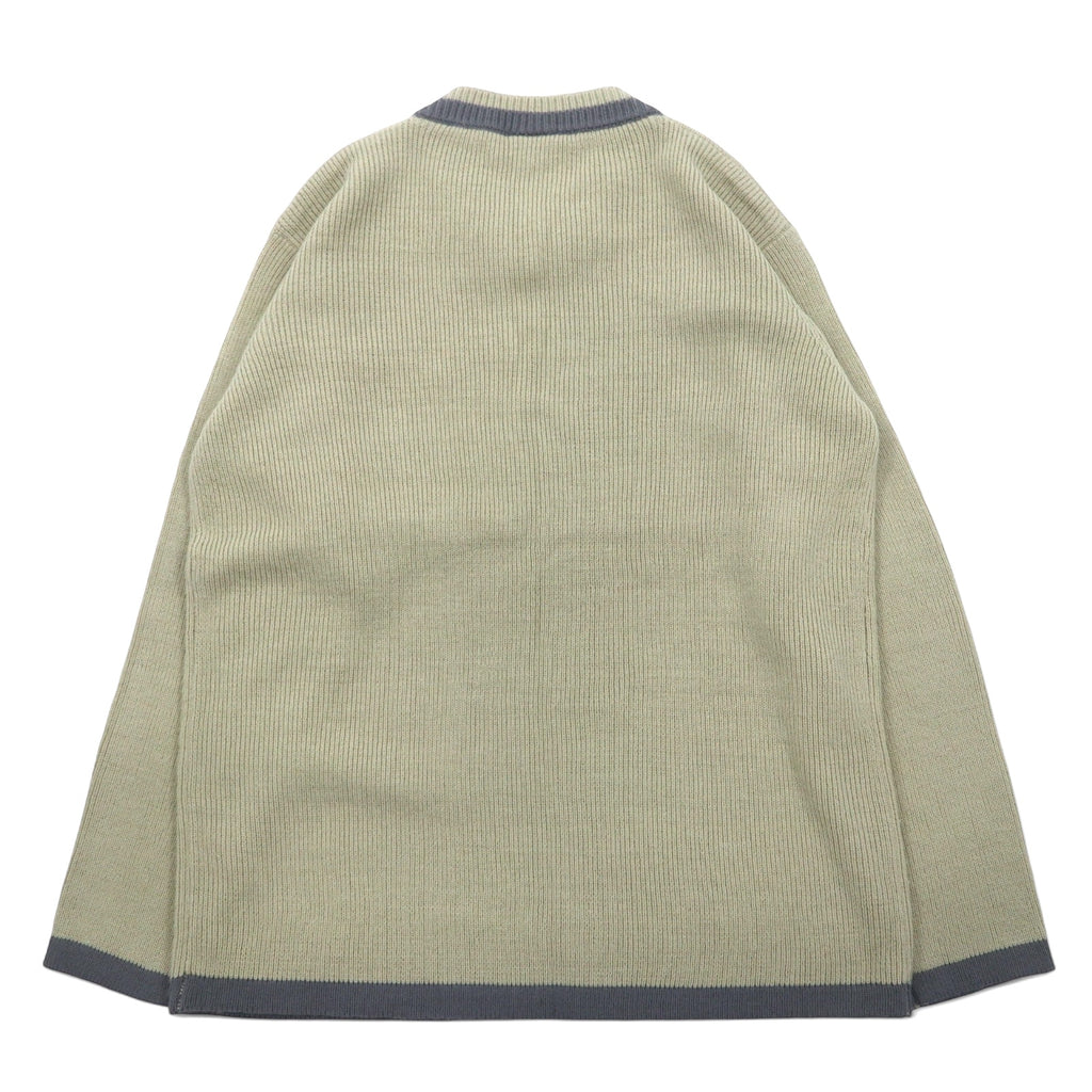 LACOSTE 90s Tilden Knit V-Neck Sweater L Beige Acrylic One Point Logo