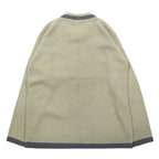LACOSTE 90s Tilden Knit V-Neck Sweater L Beige Acrylic One Point Logo