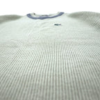 LACOSTE 90s Tilden Knit V-Neck Sweater L Beige Acrylic One Point Logo