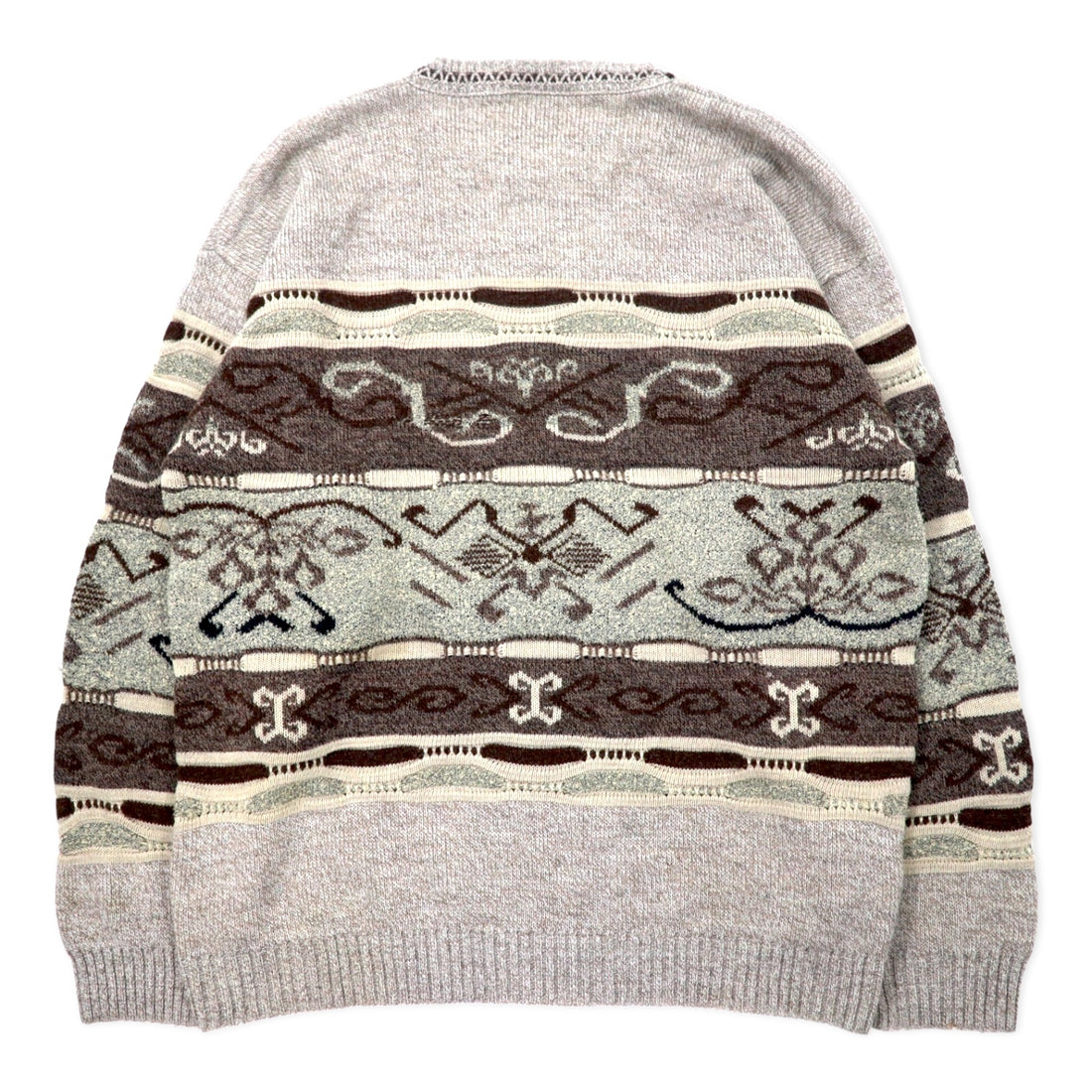 MEYNAL French 3D knit sweater, XL, beige, cotton, all-over pattern