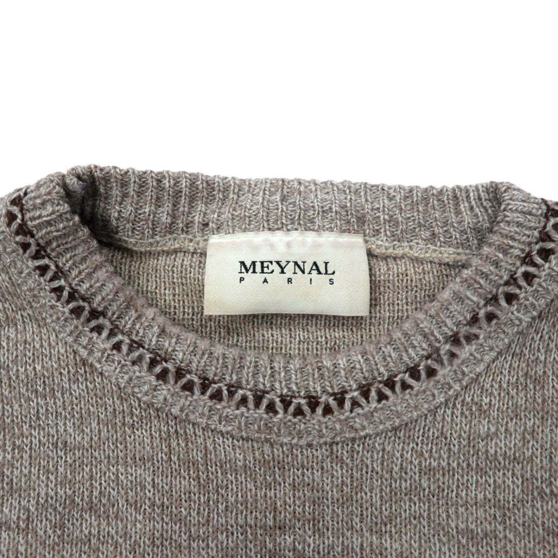 MEYNAL French 3D knit sweater, XL, beige, cotton, all-over pattern