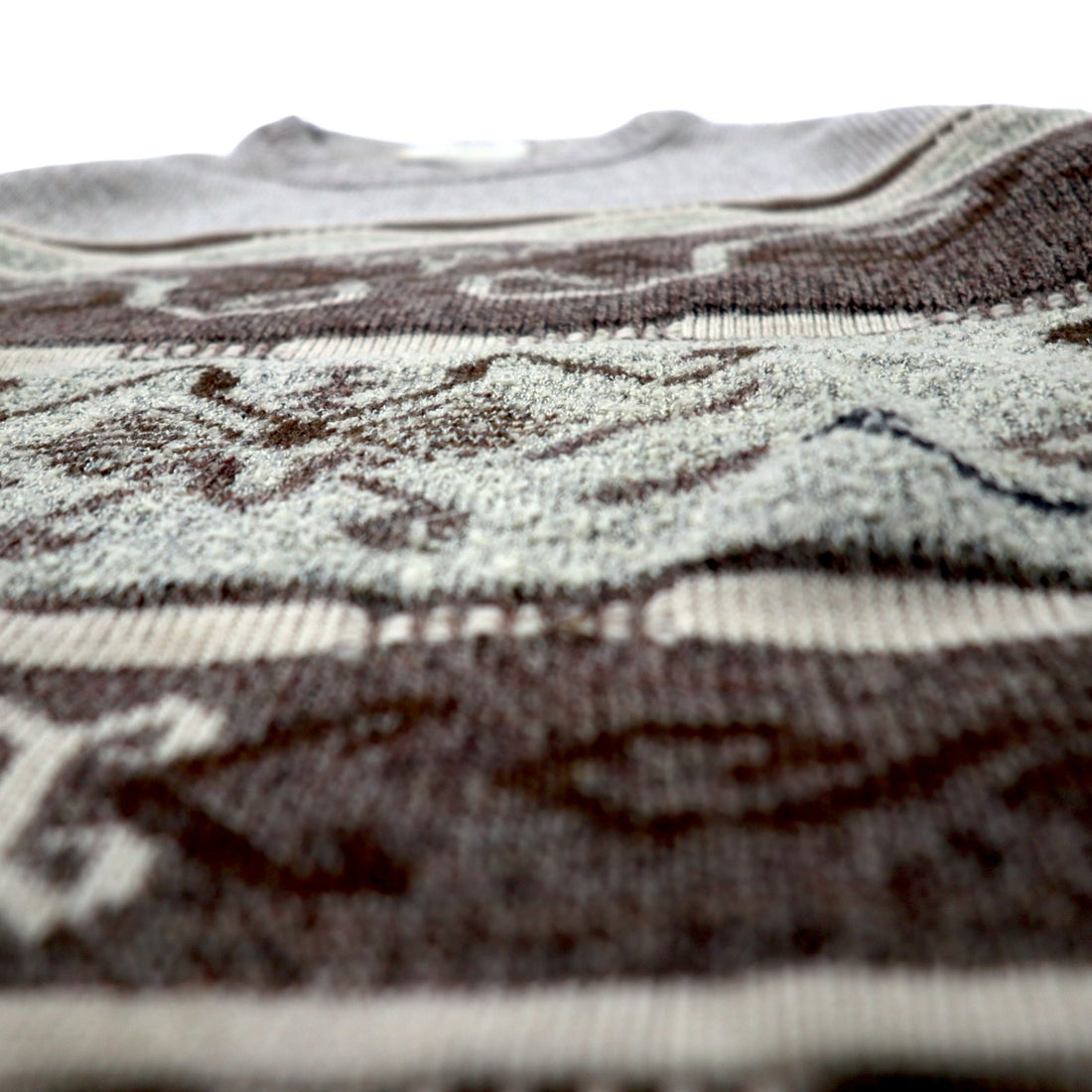 MEYNAL French 3D knit sweater, XL, beige, cotton, all-over pattern