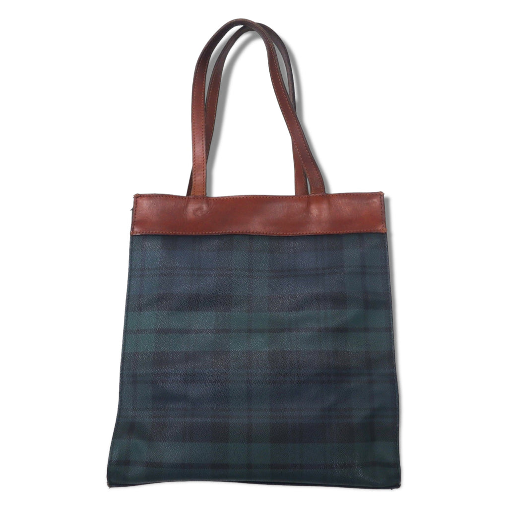 POLO RALPH LAUREN tote bag green check PVC leather switching