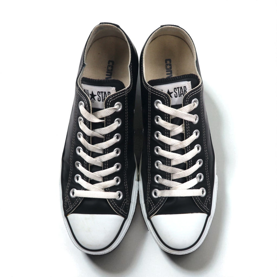 CONVERSE Leather All Star OX Sneakers, Size 27cm, Black, 1B906