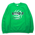 GILDAN Crew Neck Sweatshirt L Green Print Fleece Lining ATTACK VOLLEYBALL Made in Honduras
