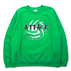 GILDAN Crew Neck Sweatshirt L Green Print Fleece Lining ATTACK VOLLEYBALL Made in Honduras