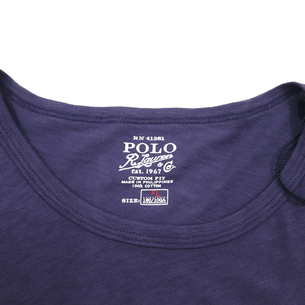 POLO RALPH LAUREN Vintage USRL Logo Print T-Shirt, Navy, Cotton, Size XL, DM-42, Unused