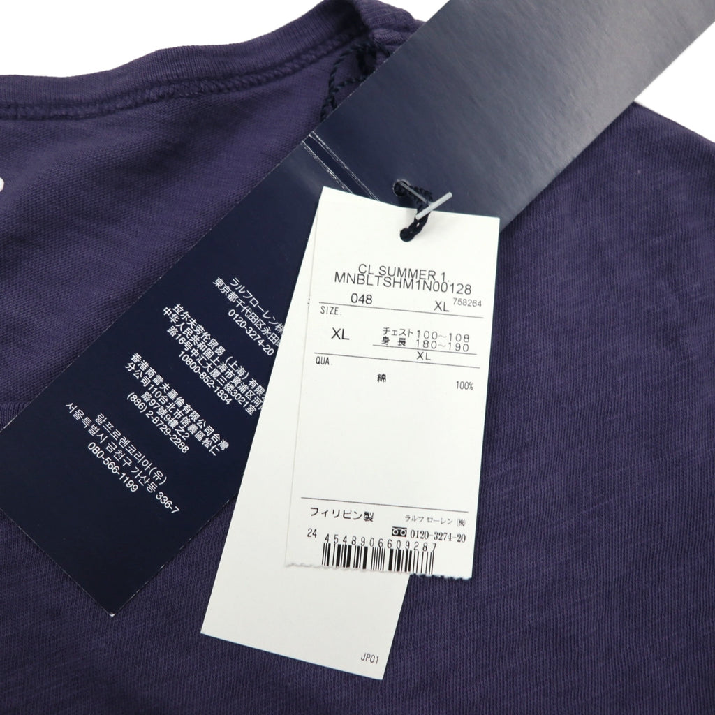 POLO RALPH LAUREN Vintage USRL Logo Print T-Shirt, Navy, Cotton, Size XL, DM-42, Unused