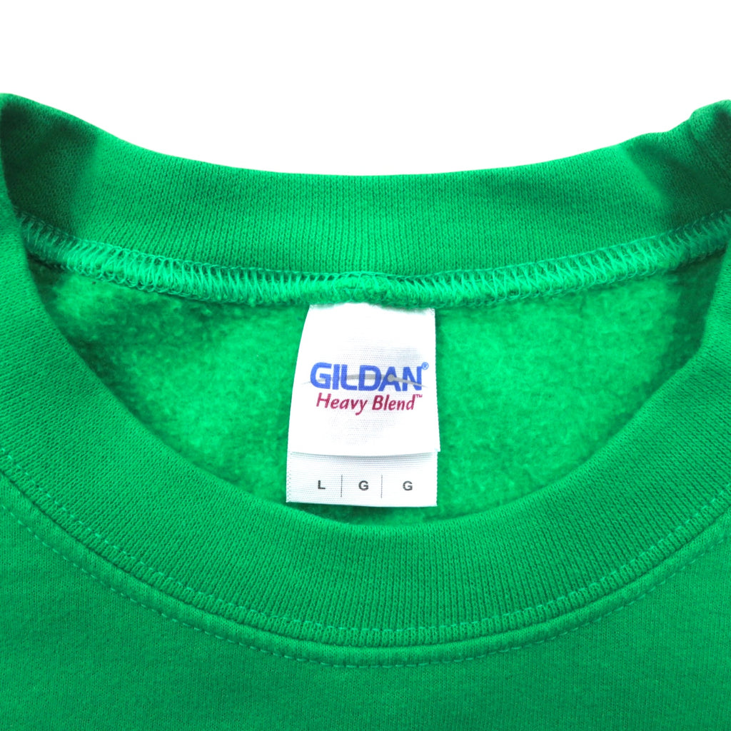 GILDAN Crew Neck Sweatshirt L Green Print Fleece Lining ATTACK VOLLEYBALL Made in Honduras