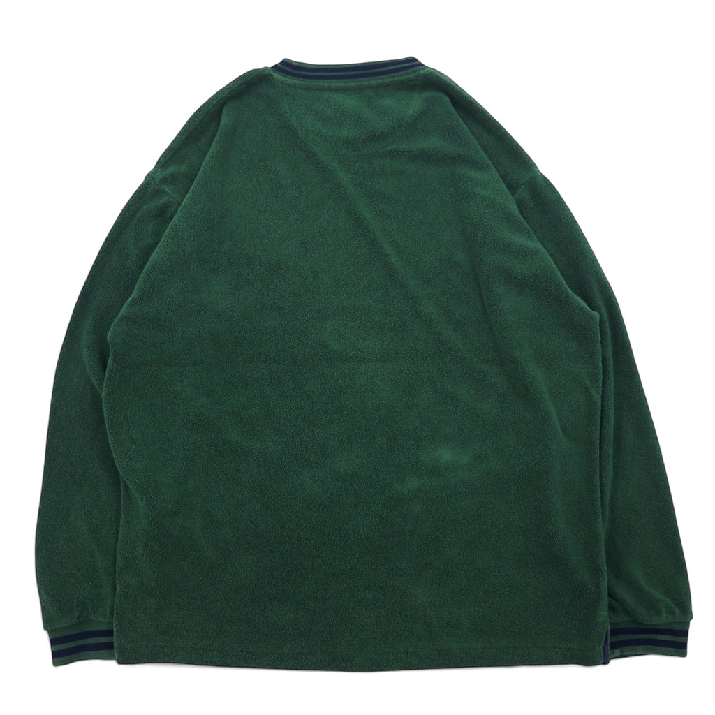 CHAPS RALPH LAUREN 90s Ribline Pile Sweatshirt L Green Cotton One Point Embroidery