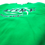 GILDAN Crew Neck Sweatshirt L Green Print Fleece Lining ATTACK VOLLEYBALL Made in Honduras