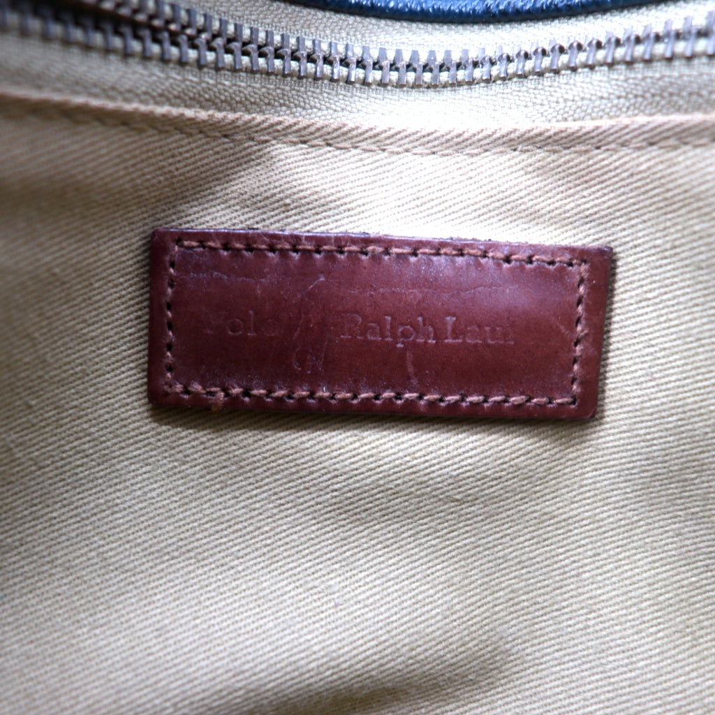 POLO RALPH LAUREN ショルダーバッグ ポシェット グリーン チェック PVC レザー切り替え