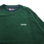 CHAPS RALPH LAUREN 90s Ribline Pile Sweatshirt L Green Cotton One Point Embroidery