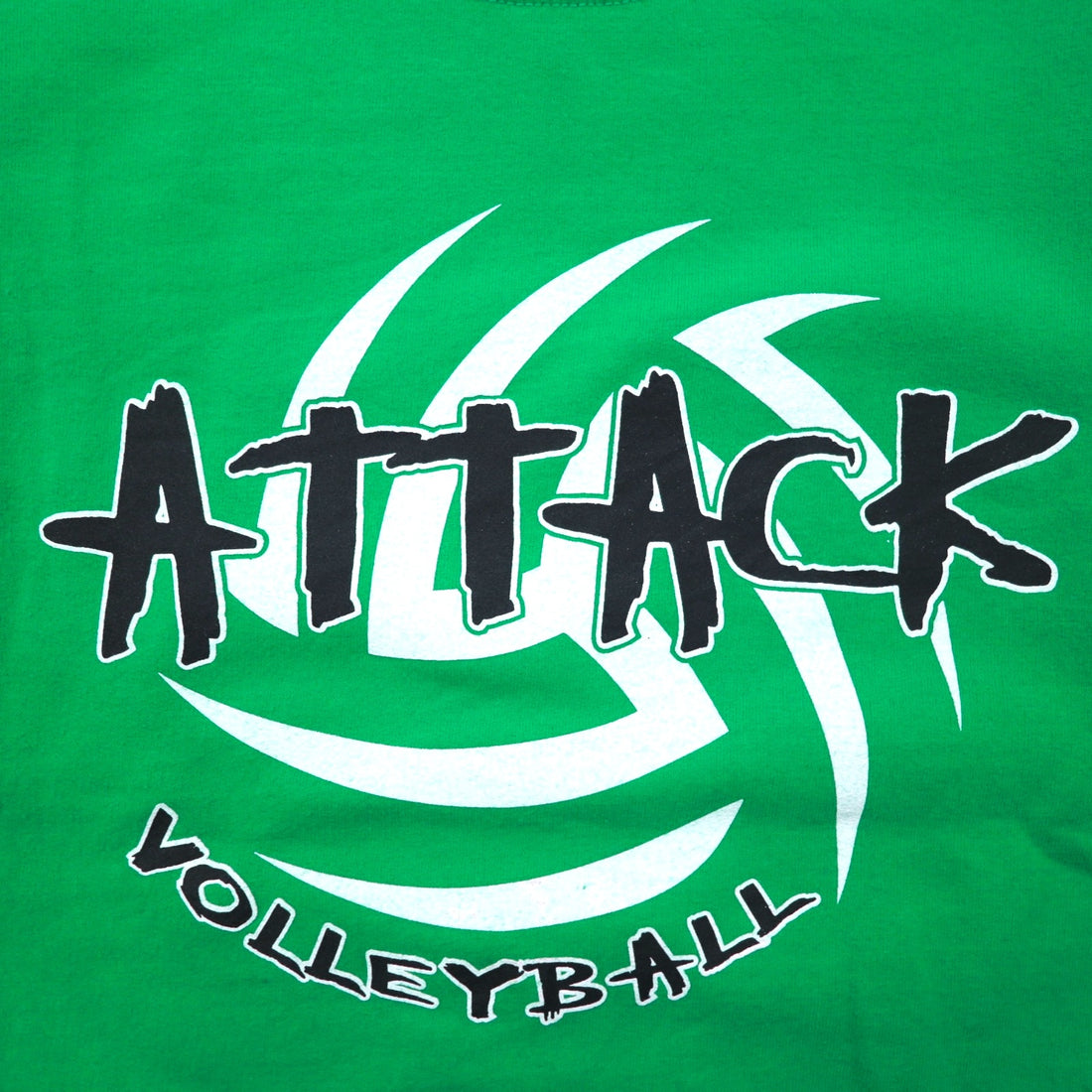 GILDAN Crew Neck Sweatshirt L Green Print Fleece Lining ATTACK VOLLEYBALL Made in Honduras