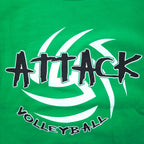 GILDAN Crew Neck Sweatshirt L Green Print Fleece Lining ATTACK VOLLEYBALL Made in Honduras