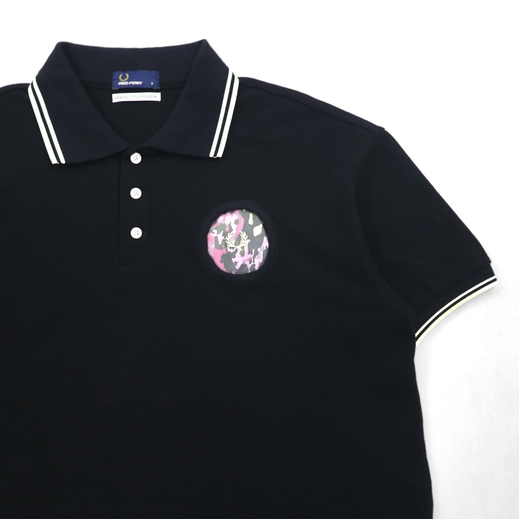 FRED PERRY x AKANE UTSUNOMIYA Wide-leg Polo Shirt, Size S, Black Cotton, Pique Pique Shirt, F5334, Made in Japan