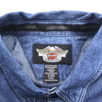 HARLEY DAVIDSON denim shirt XXXL blue cotton logo embroidery back logo