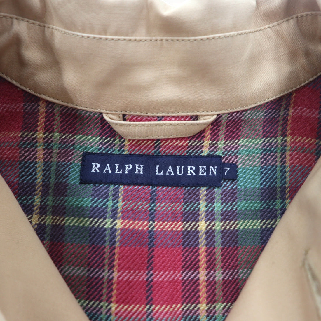RALPH LAUREN 90s Rubberized Balmac Coat, S, Beige, Waterproof, Checked Liner