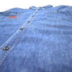 HARLEY DAVIDSON denim shirt XXXL blue cotton logo embroidery back logo