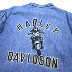 HARLEY DAVIDSON denim shirt XXXL blue cotton logo embroidery back logo