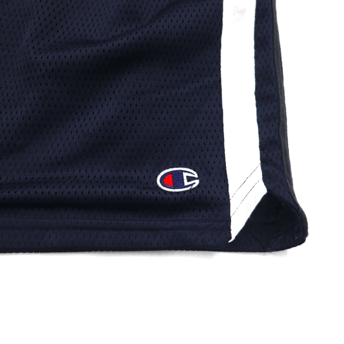 Champion Mesh Game Shorts, Size 2XL, Navy, Side Stripes, One-Point Logo, Made in El Salvador