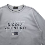 90年代 NICOLA VALENTINO ロゴ刺繍 スウェット M ブルー コットン