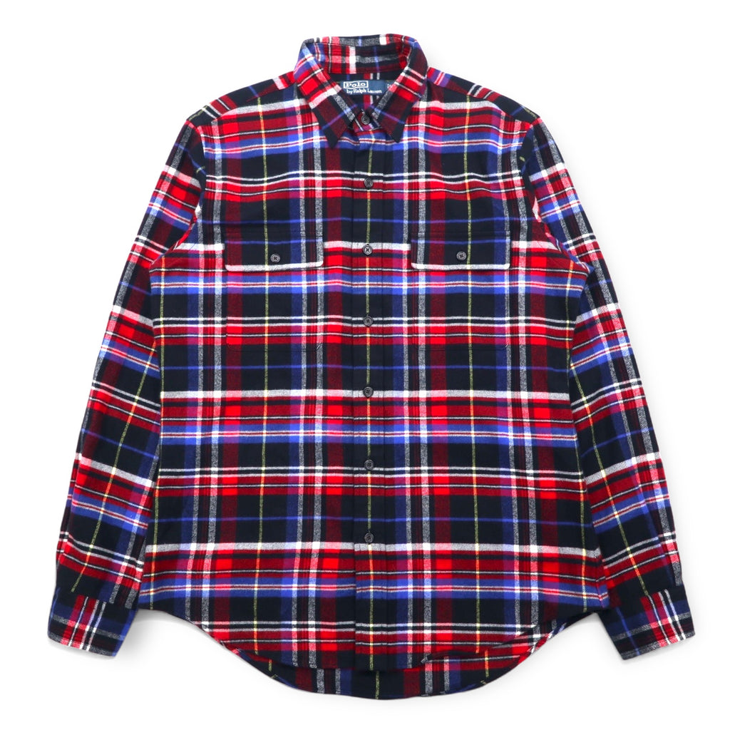 Polo by Ralph Lauren Oversized Flannel Shirt, Medium, Red, Cotton, Check