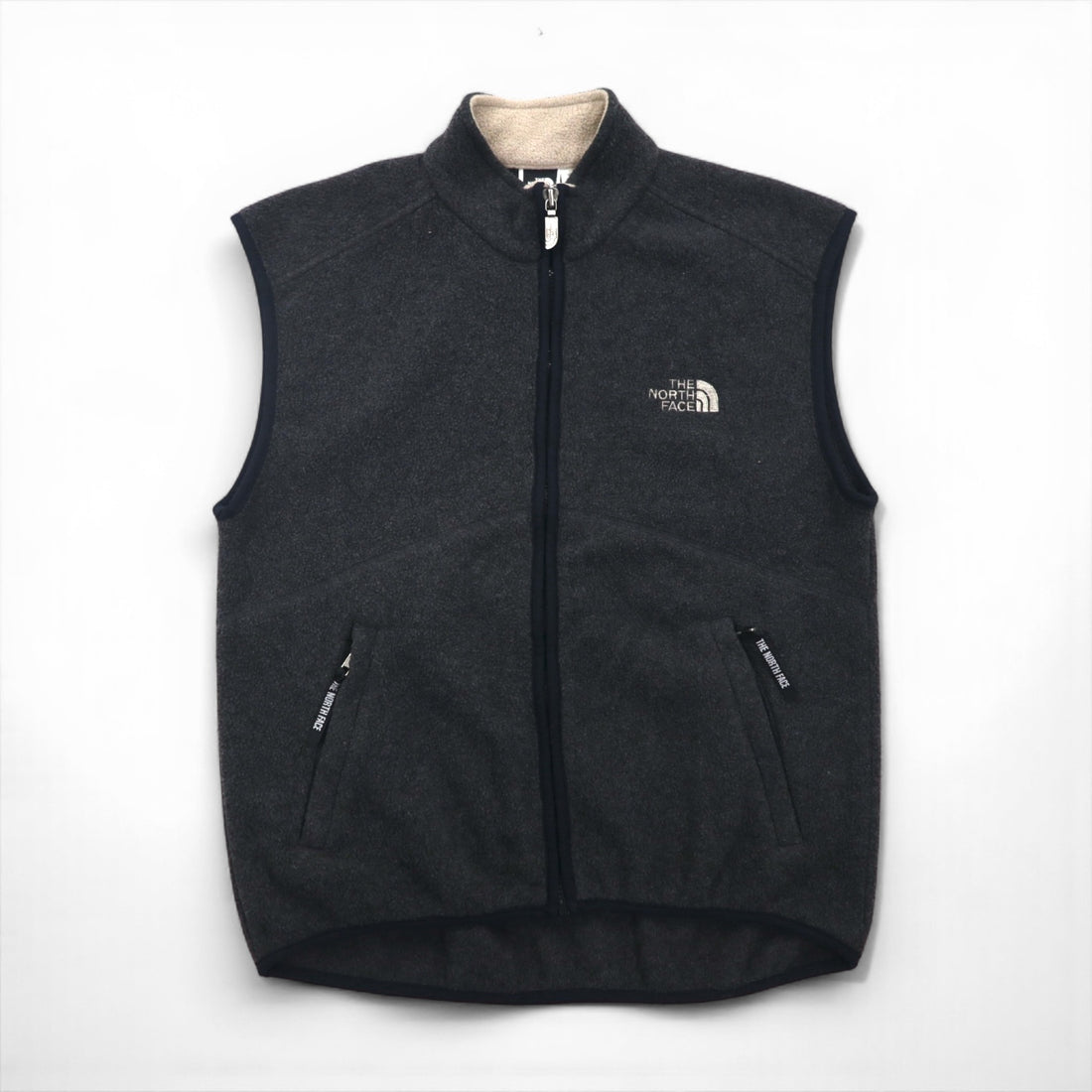 THE NORTH FACE 90年代 USA製 フリース ベスト S グレー ワンポイントロゴ ジップポケット