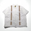 GUAYABERA 90s Full-Zip Cuban Shirt, Short Sleeve, Box Shirt, XL, White, Embroidered