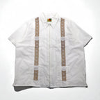 GUAYABERA 90s Full-Zip Cuban Shirt, Short Sleeve, Box Shirt, XL, White, Embroidered