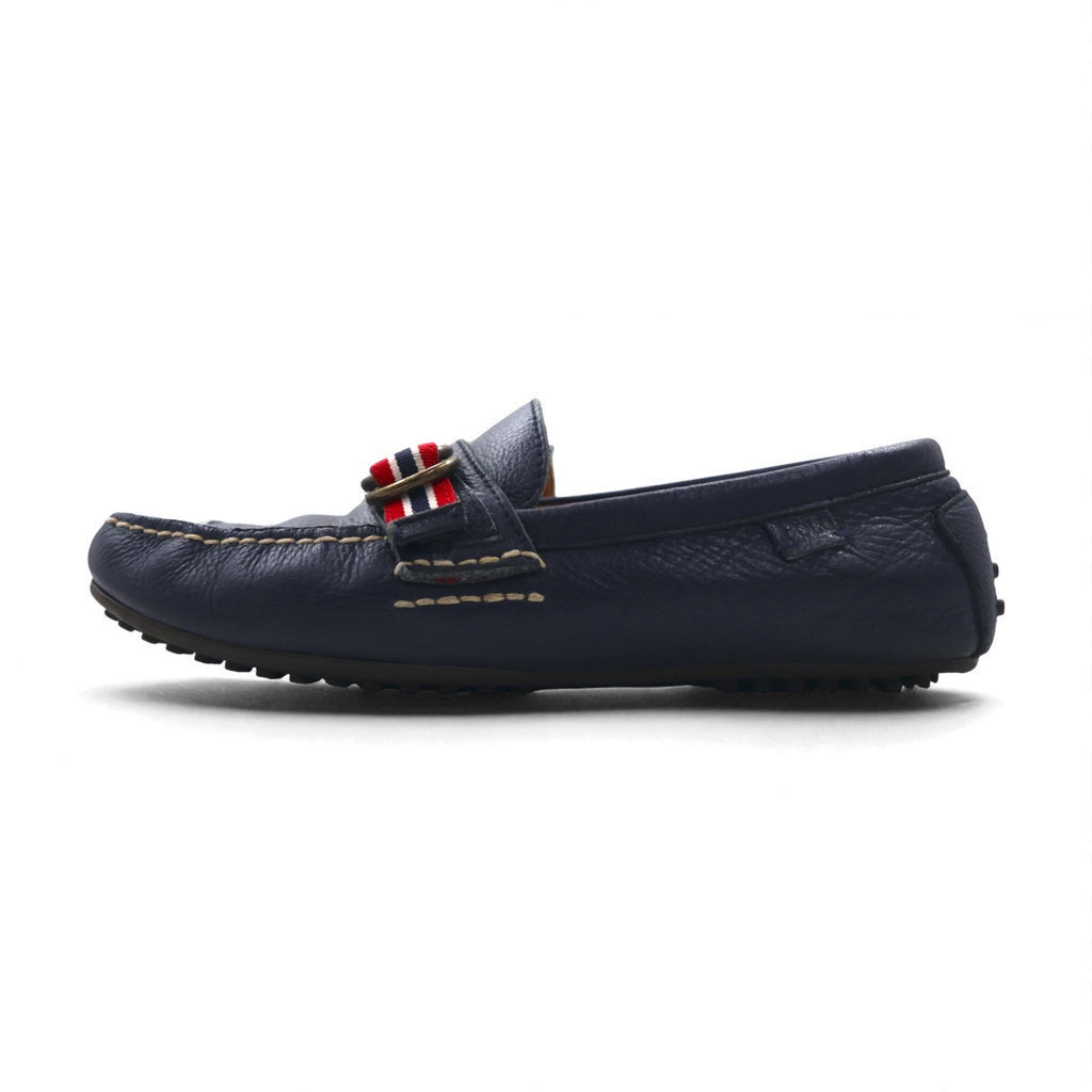 POLO RALPH LAUREN Ribbon Loafers, Driving Shoes, Size 26.5cm, Navy Grained Leather, WILLEM 11571